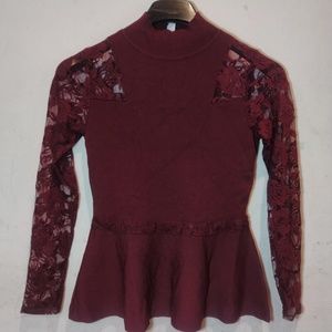 INC Women's Lace Peplum P/S